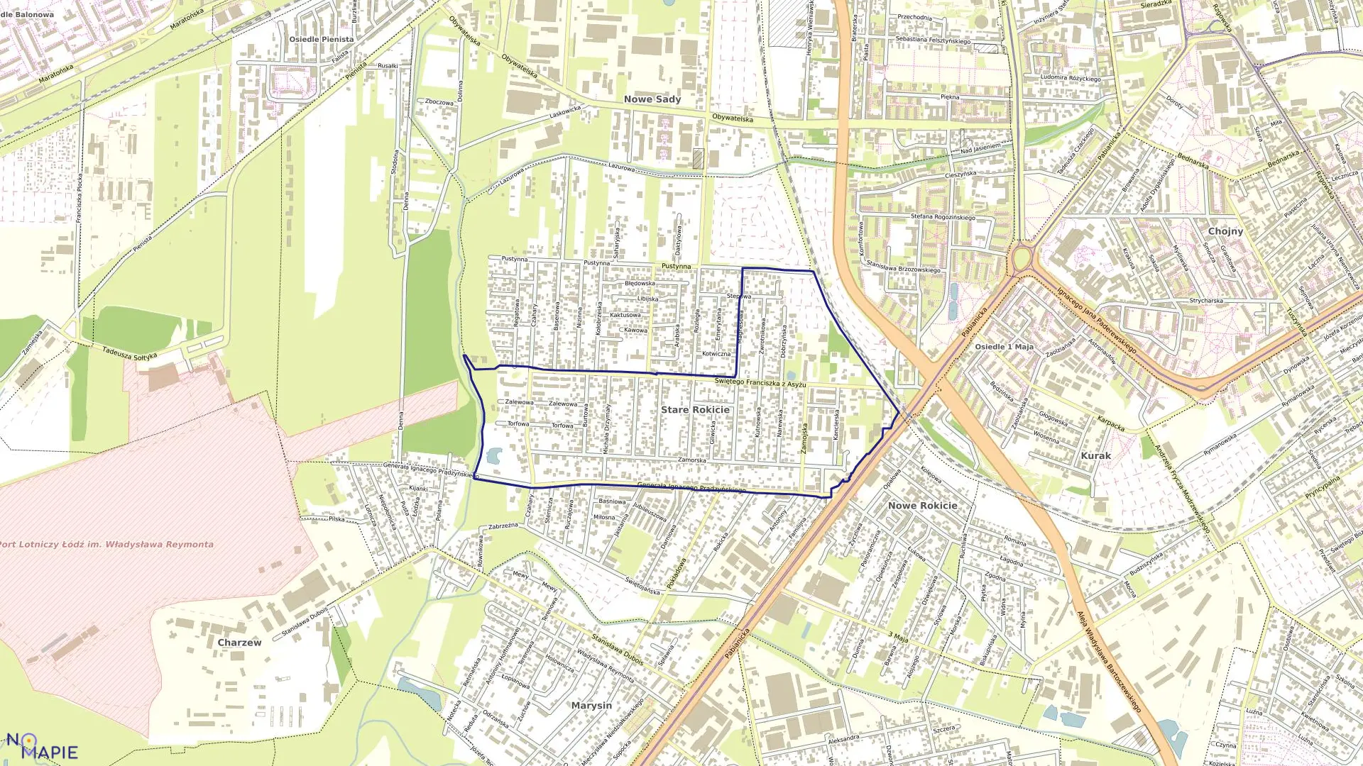 Mapa obrębu G-9 w mieście Łódź