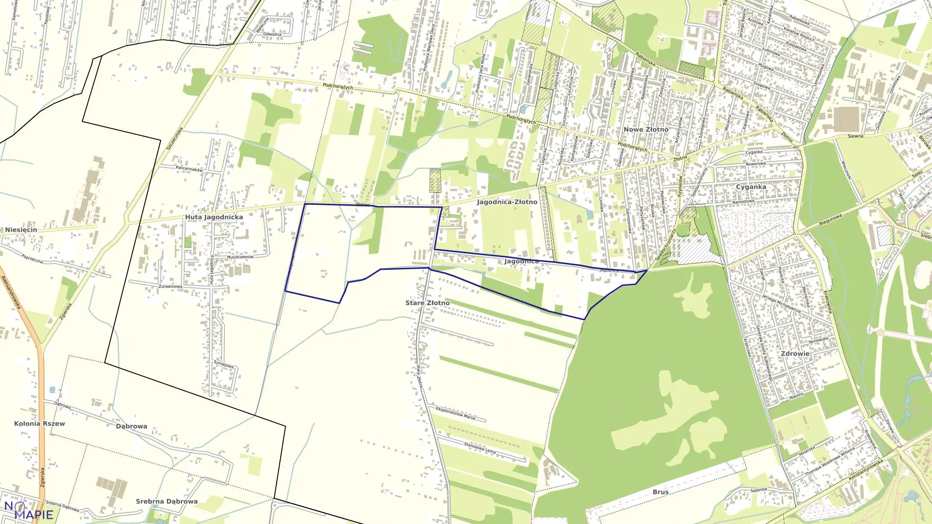 Mapa obrębu P-10 w mieście Łódź