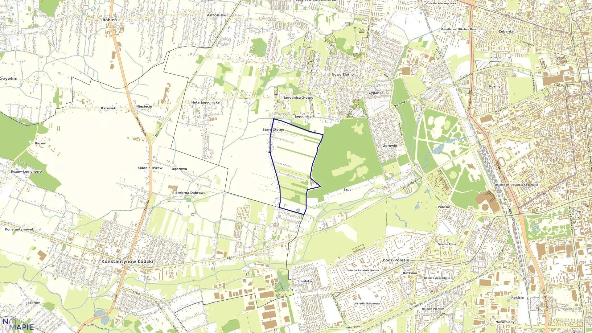 Mapa obrębu P-12 w mieście Łódź