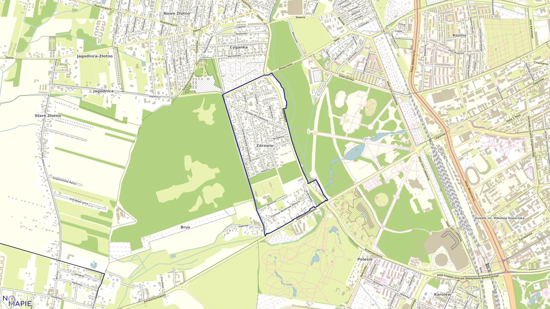 Mapa obrębu P-15 w mieście Łódź