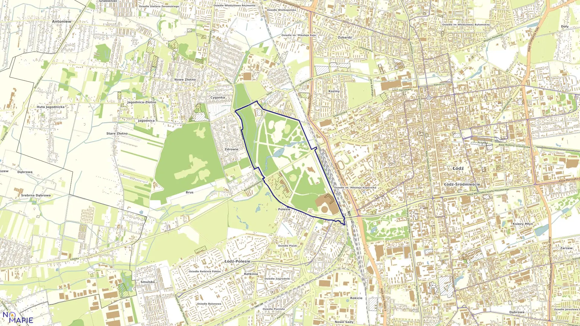 Mapa obrębu P-16 w mieście Łódź