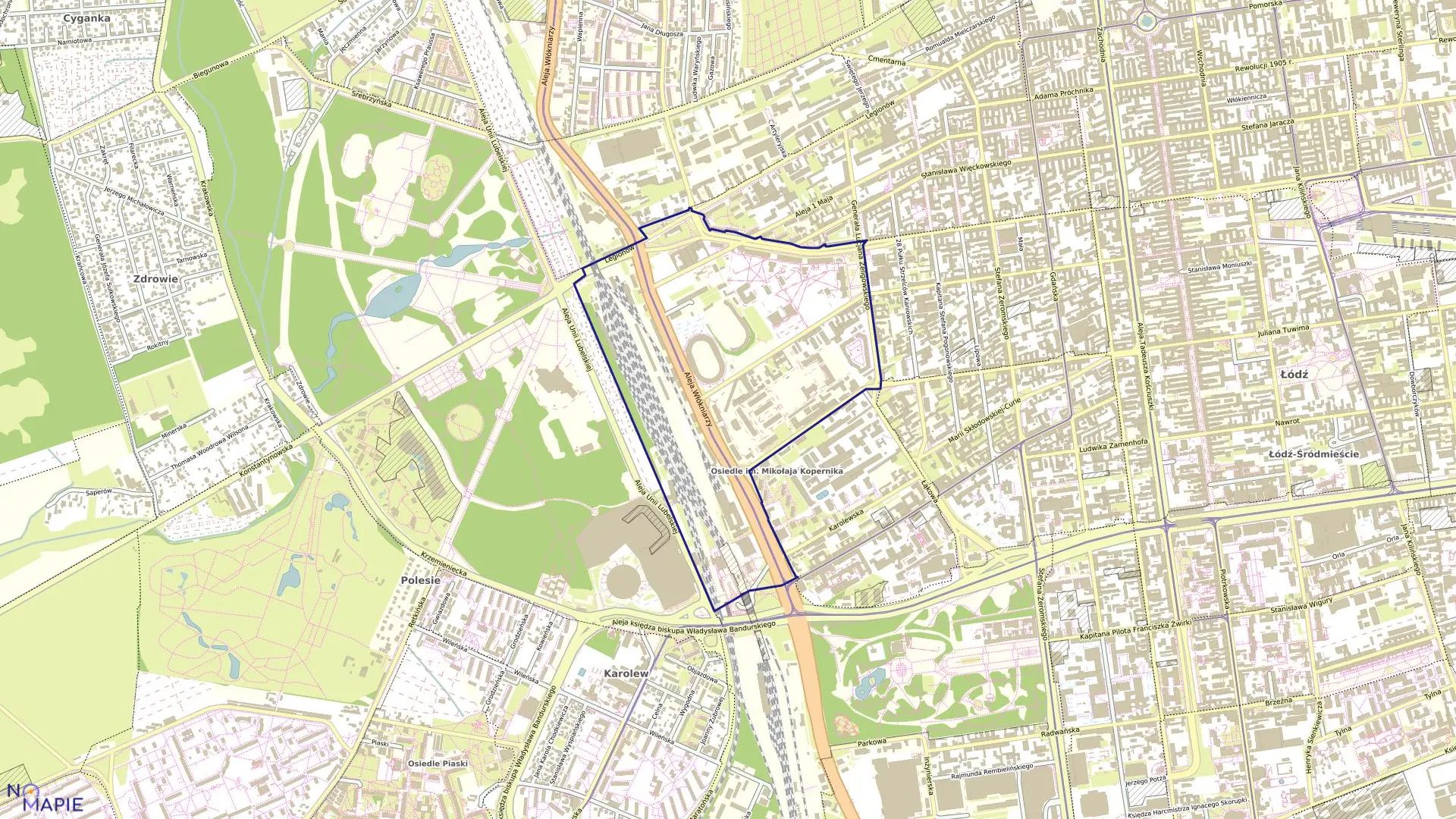 Mapa obrębu P-17 w mieście Łódź