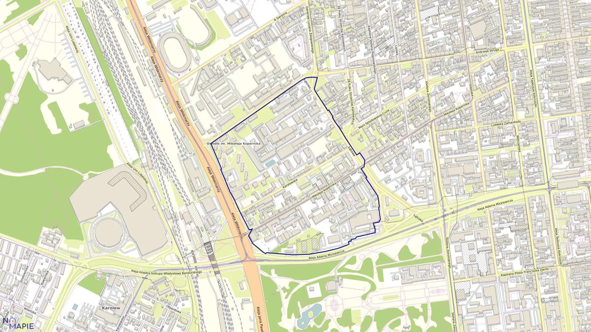 Mapa obrębu P-18 w mieście Łódź