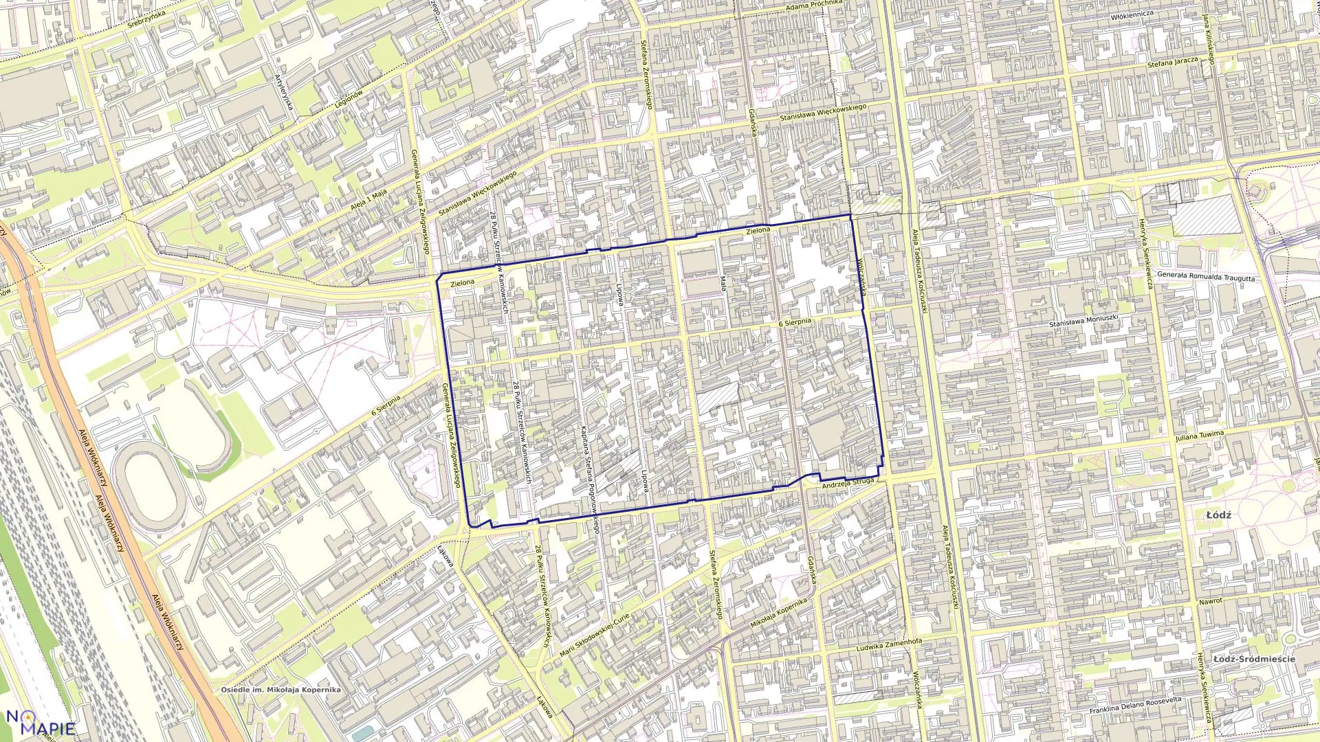 Mapa obrębu P-19 w mieście Łódź