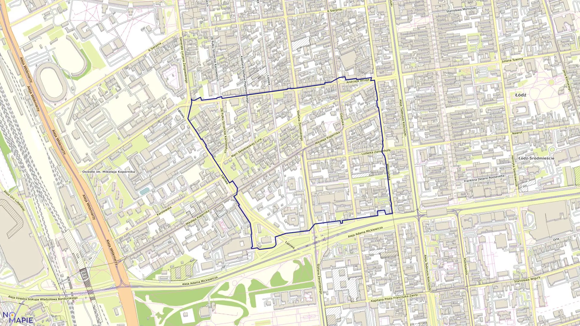 Mapa obrębu P-20 w mieście Łódź