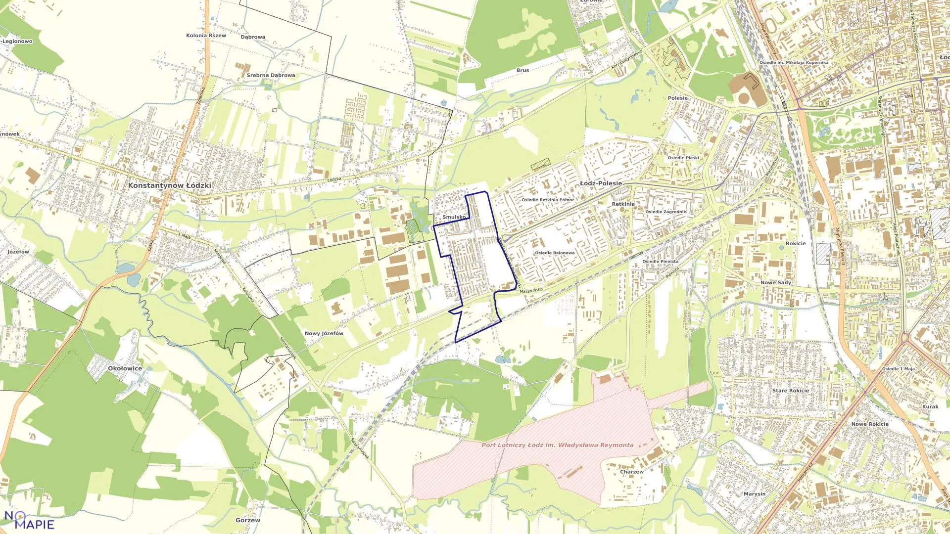 Mapa obrębu P-23 w mieście Łódź