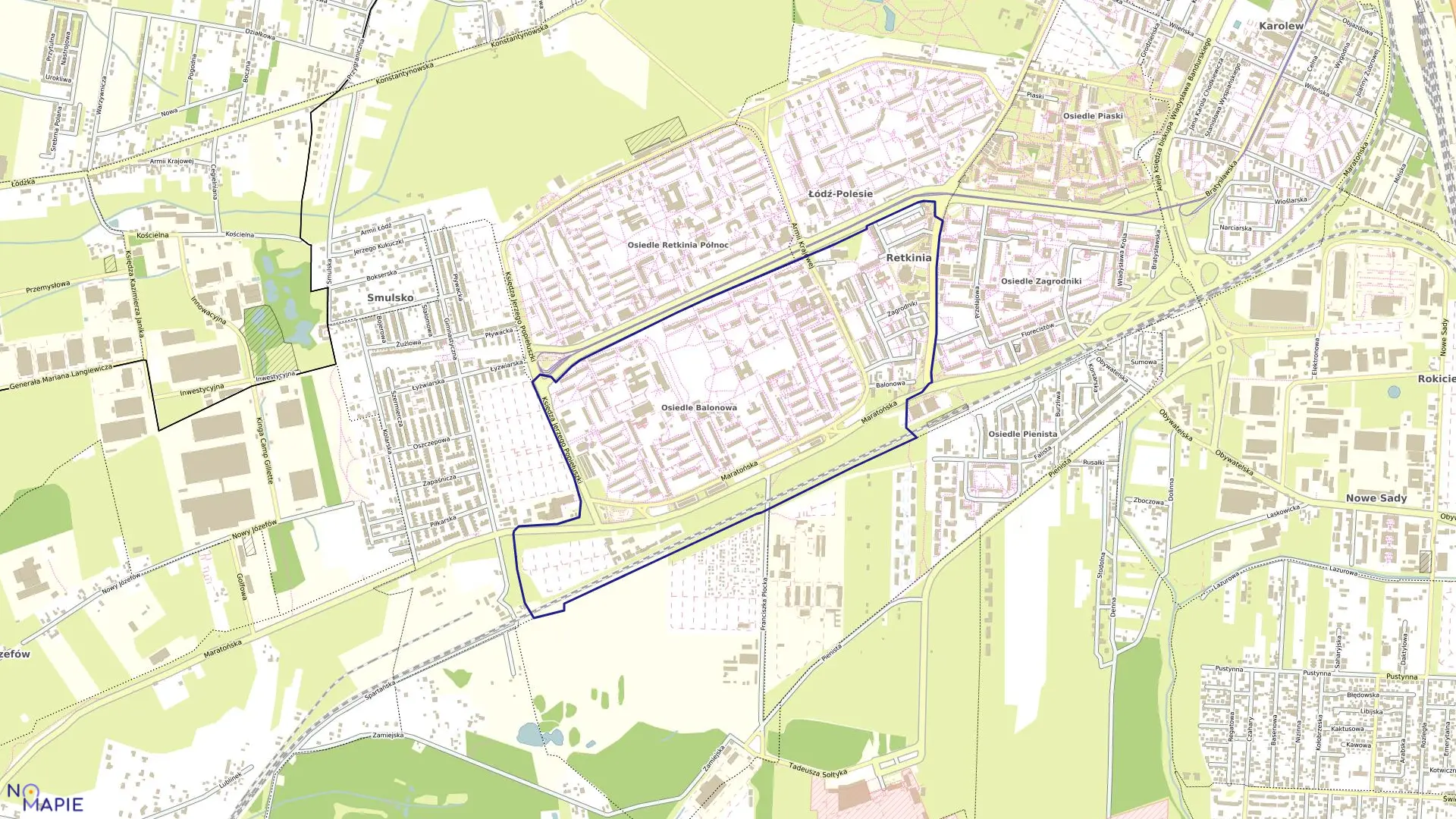 Mapa obrębu P-24 w mieście Łódź