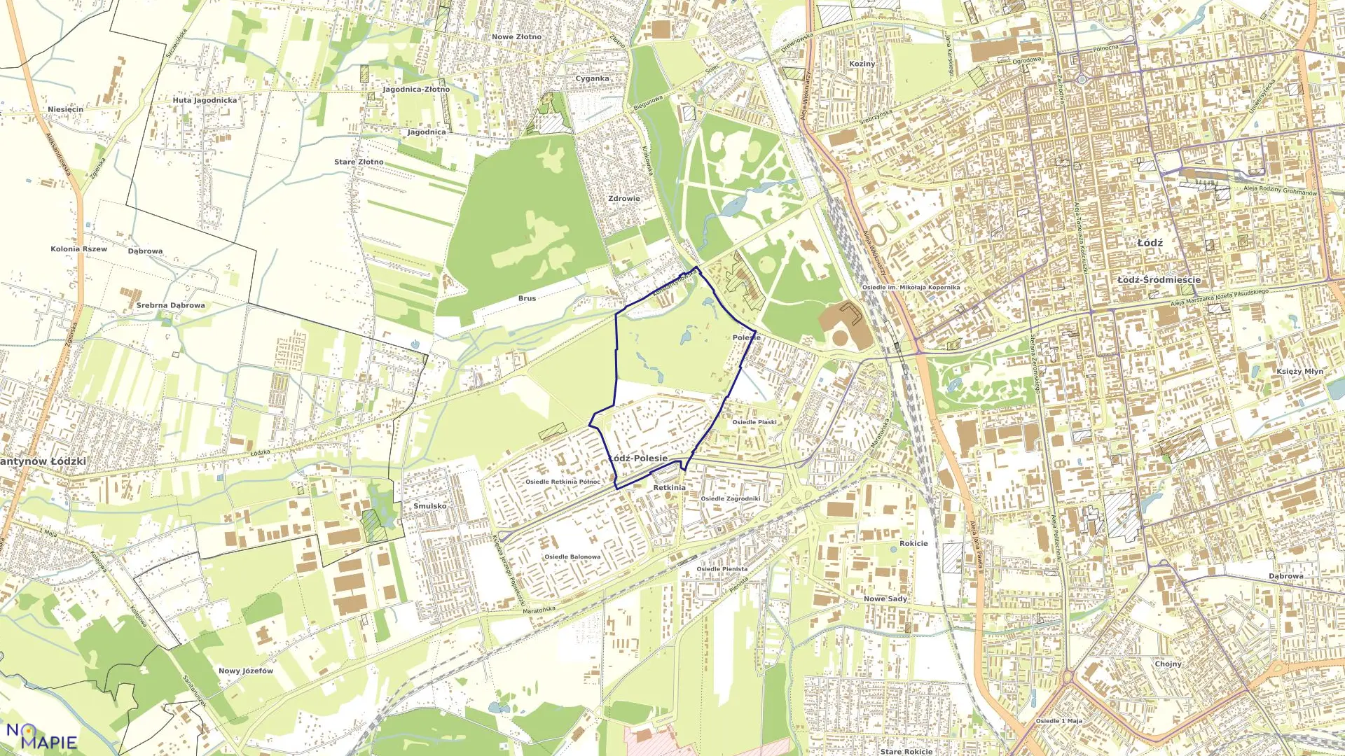 Mapa obrębu P-25 w mieście Łódź