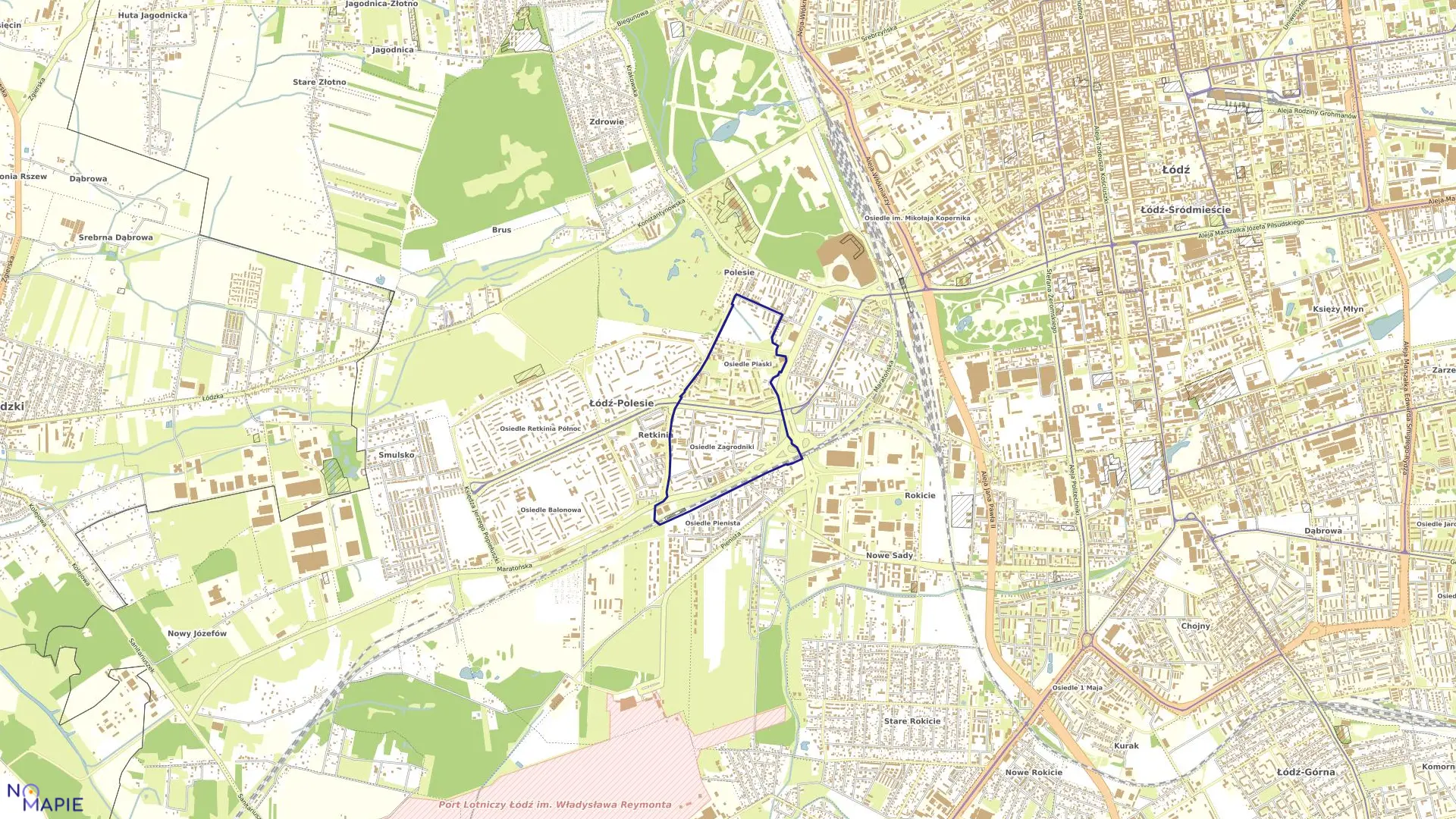 Mapa obrębu P-26 w mieście Łódź