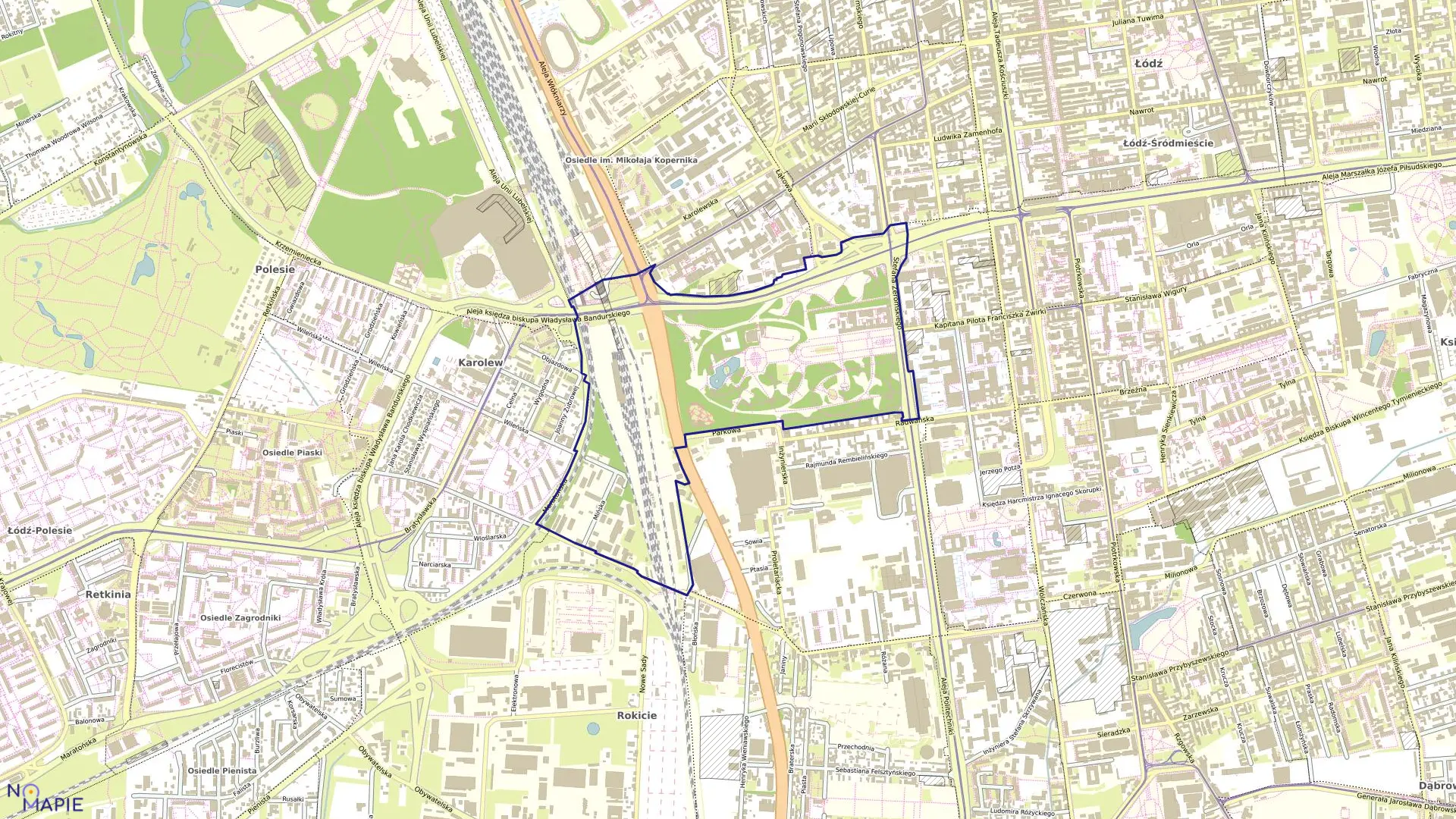 Mapa obrębu P-28 w mieście Łódź