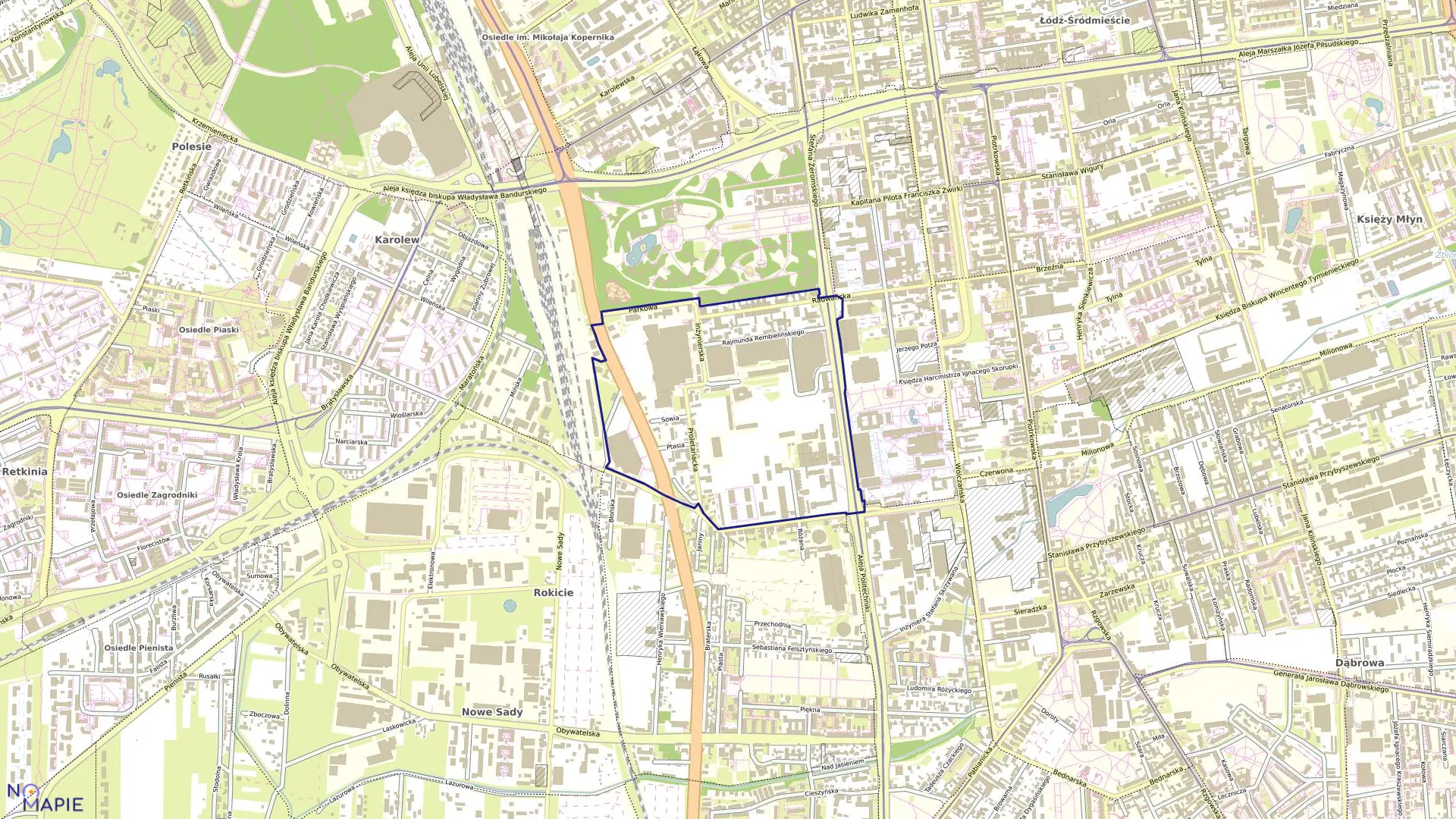 Mapa obrębu P-29 w mieście Łódź