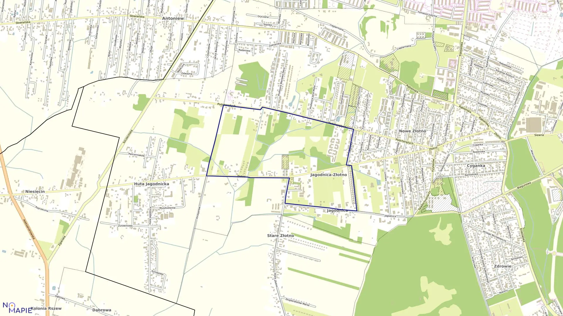 Mapa obrębu P-3 w mieście Łódź