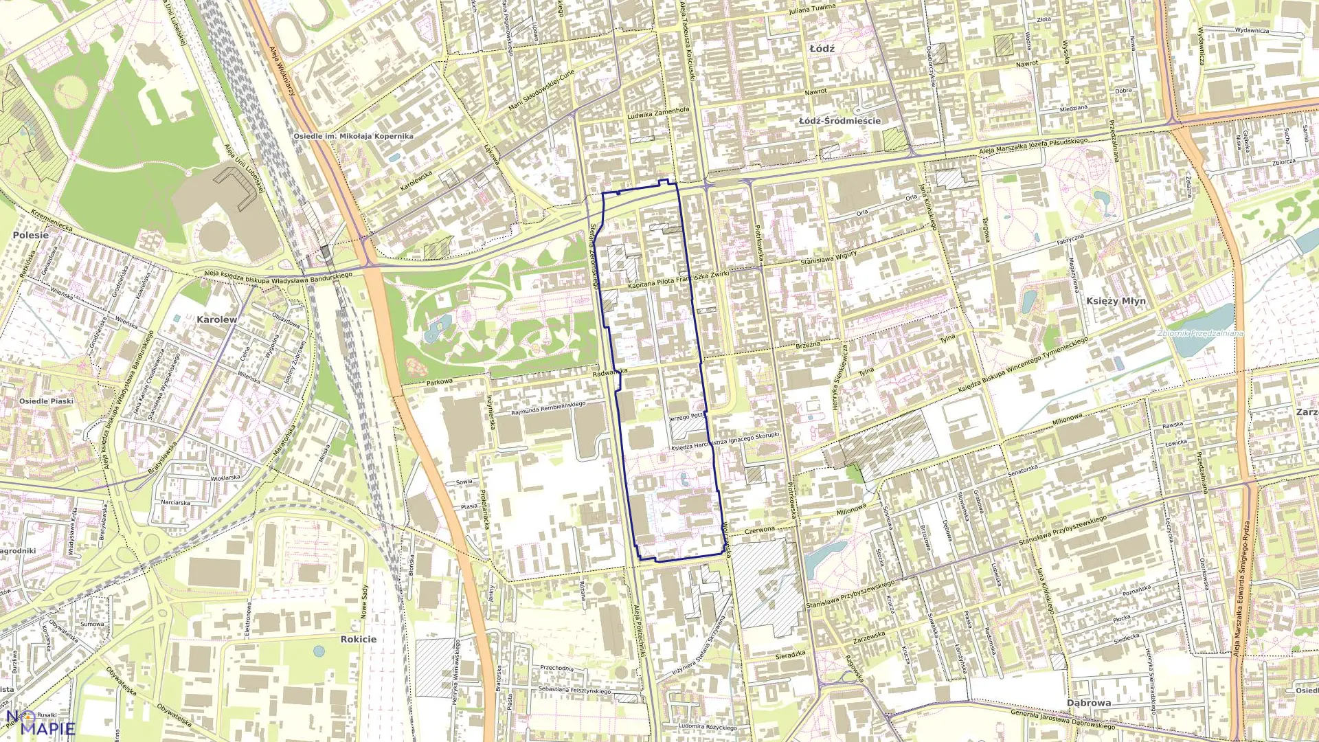 Mapa obrębu P-30 w mieście Łódź