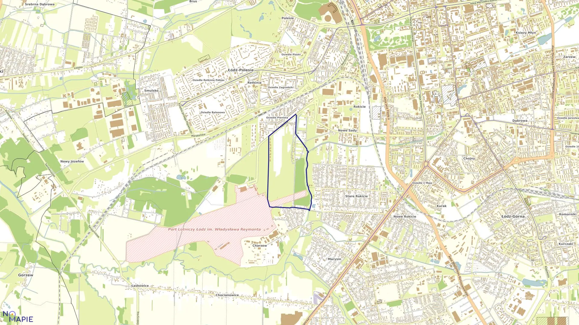 Mapa obrębu P-35 w mieście Łódź