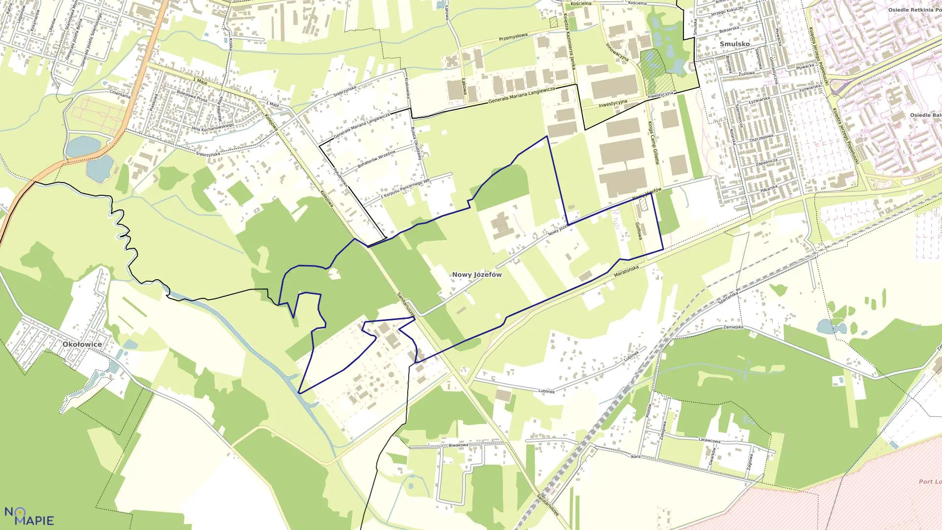 Mapa obrębu P-38 w mieście Łódź