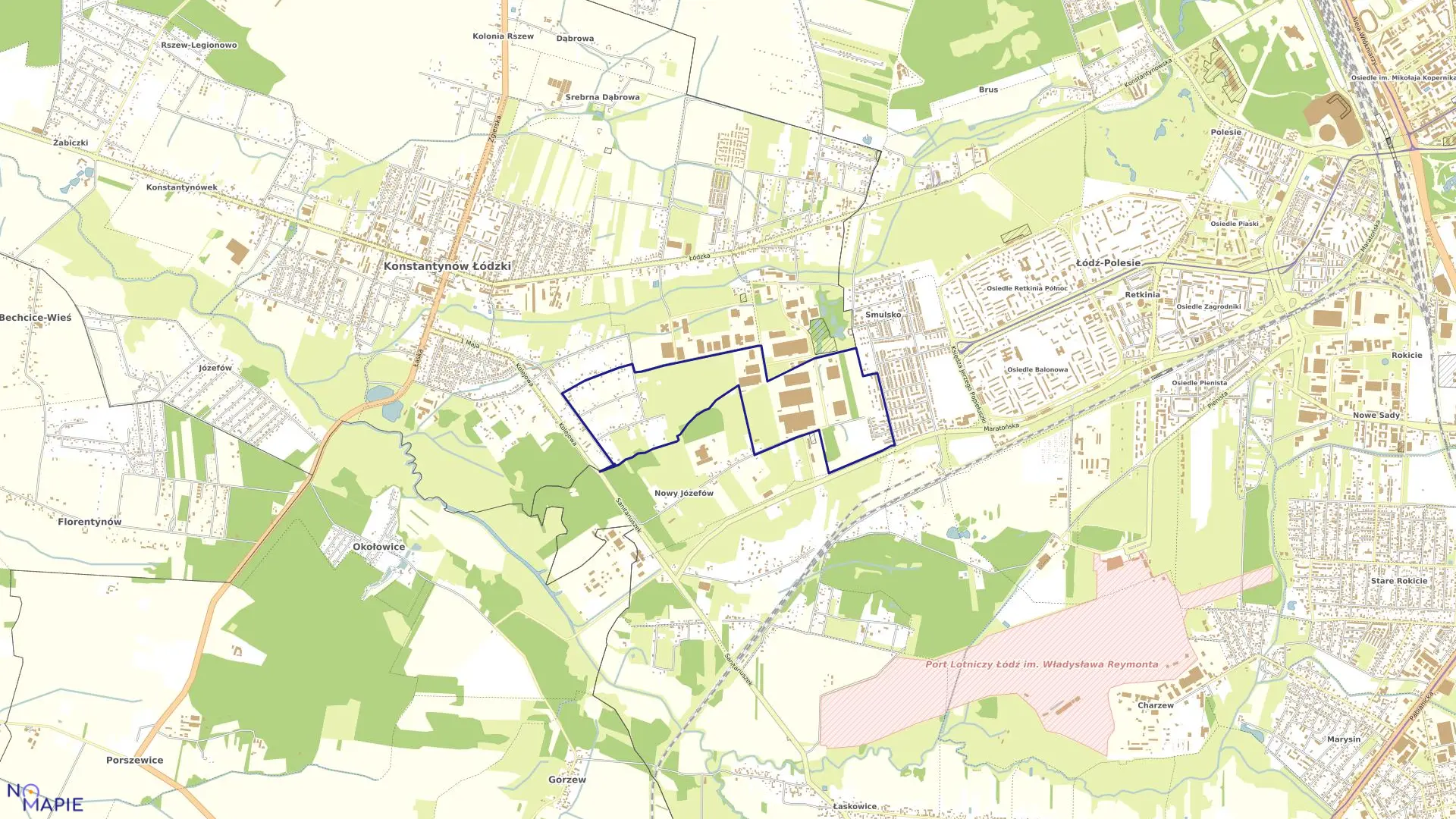 Mapa obrębu P-39 w mieście Łódź