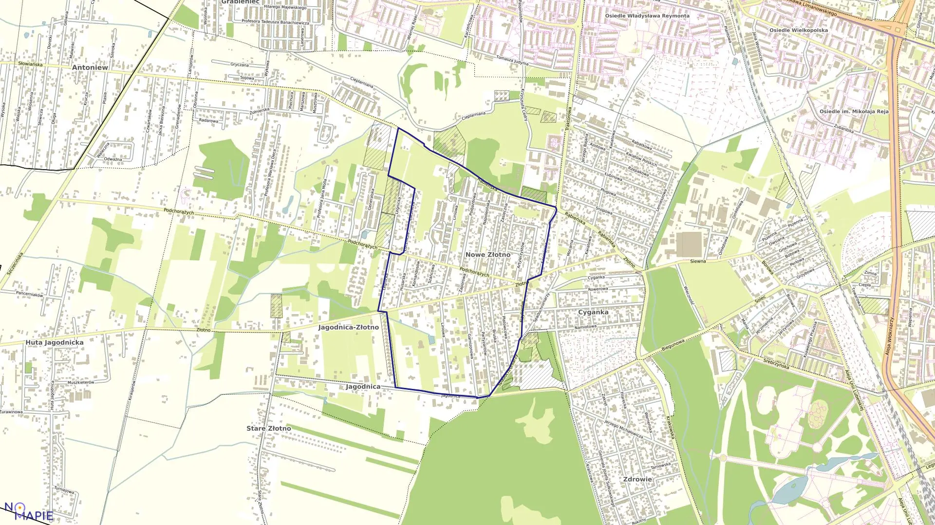 Mapa obrębu P-4 w mieście Łódź