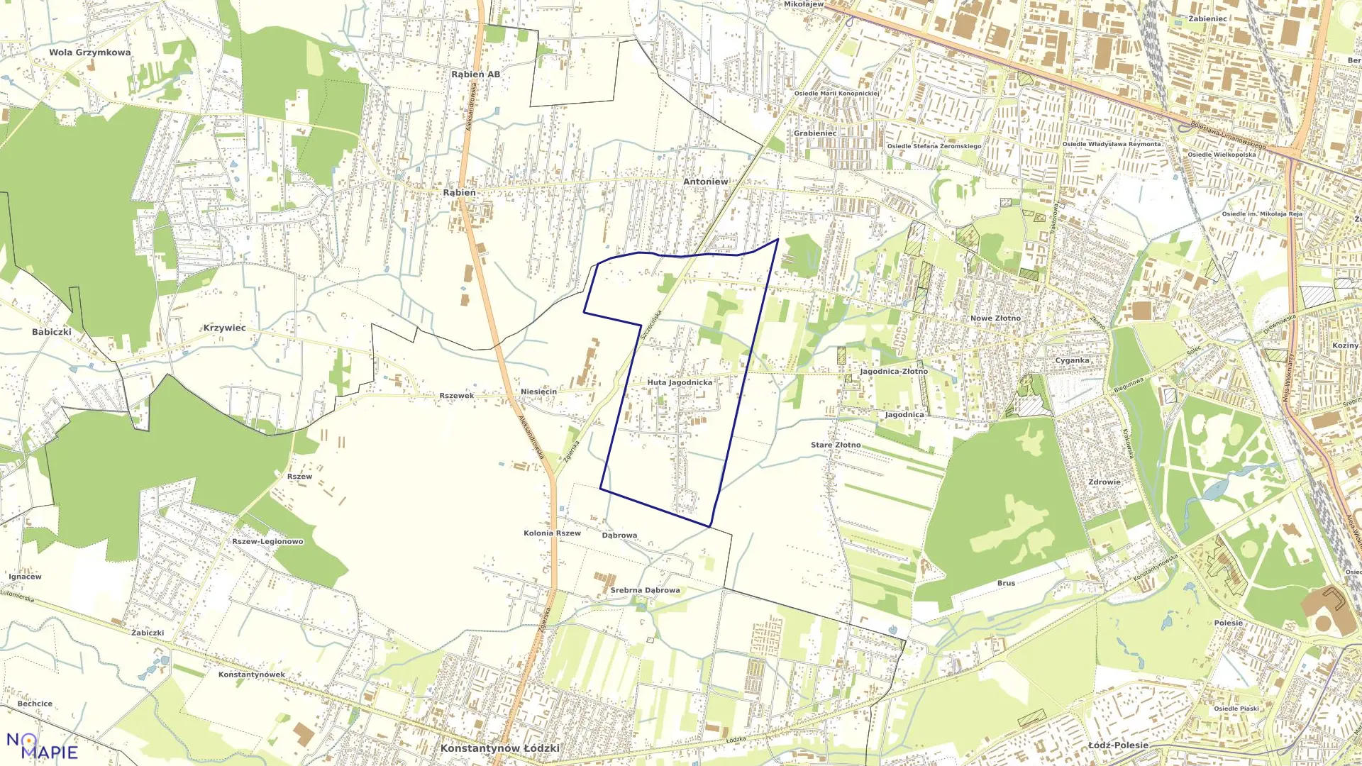 Mapa obrębu P-40 w mieście Łódź