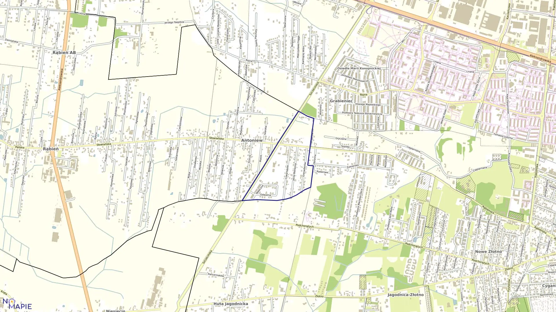 Mapa obrębu P-41 w mieście Łódź