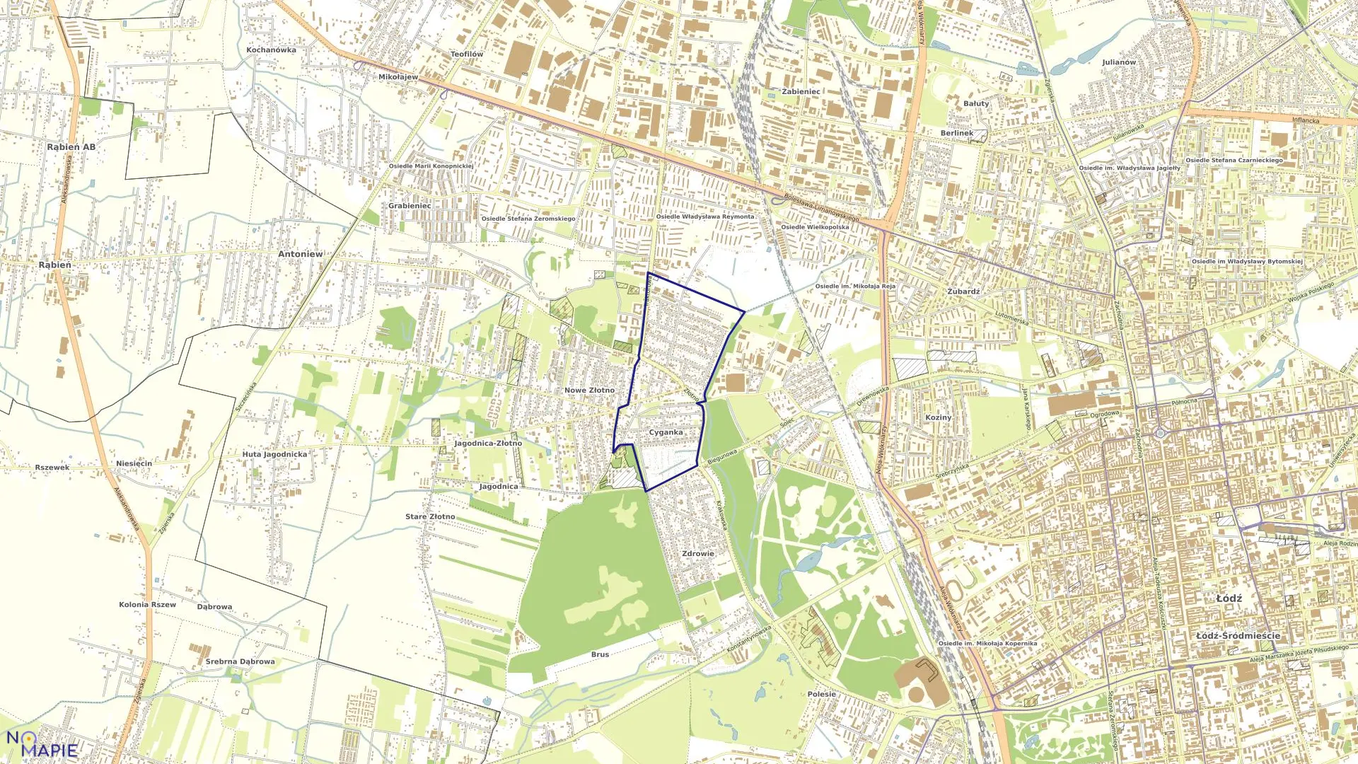 Mapa obrębu P-5 w mieście Łódź