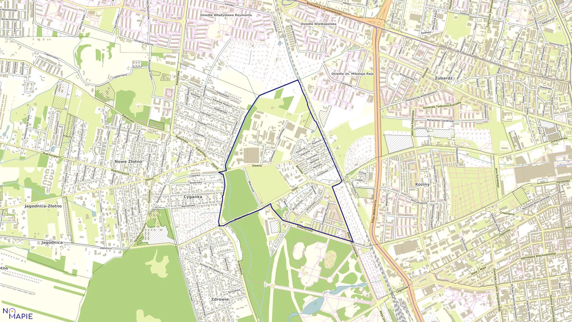 Mapa obrębu P-6 w mieście Łódź