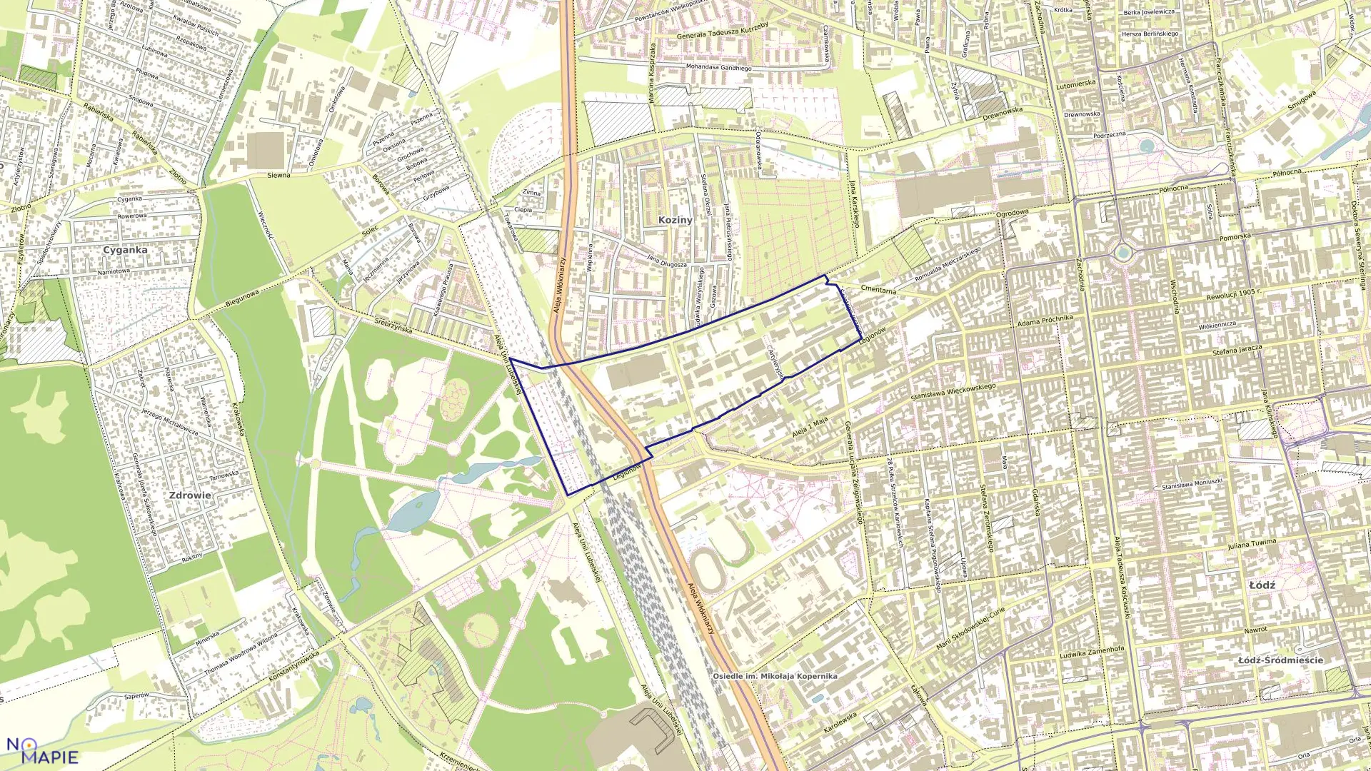 Mapa obrębu P-8 w mieście Łódź