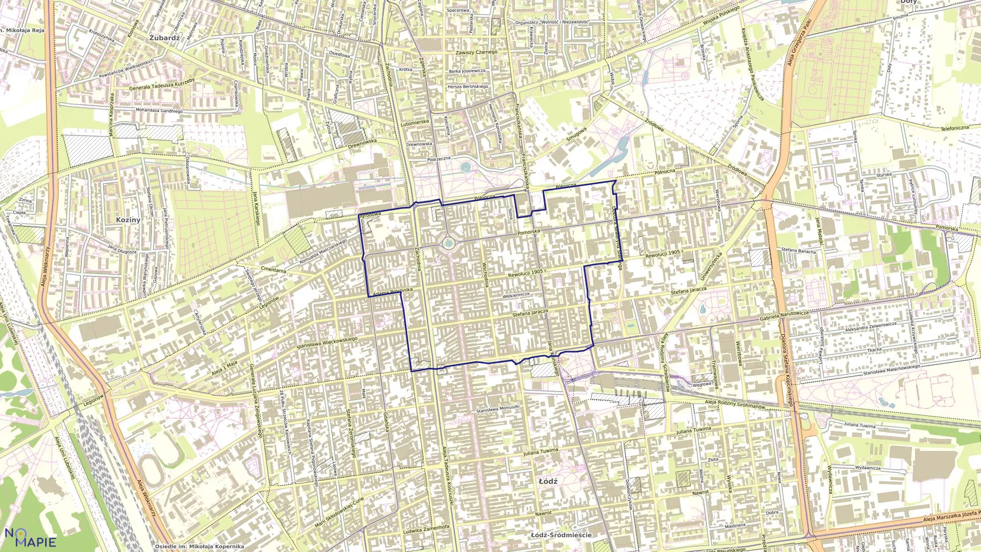 Mapa obrębu S-1 w mieście Łódź