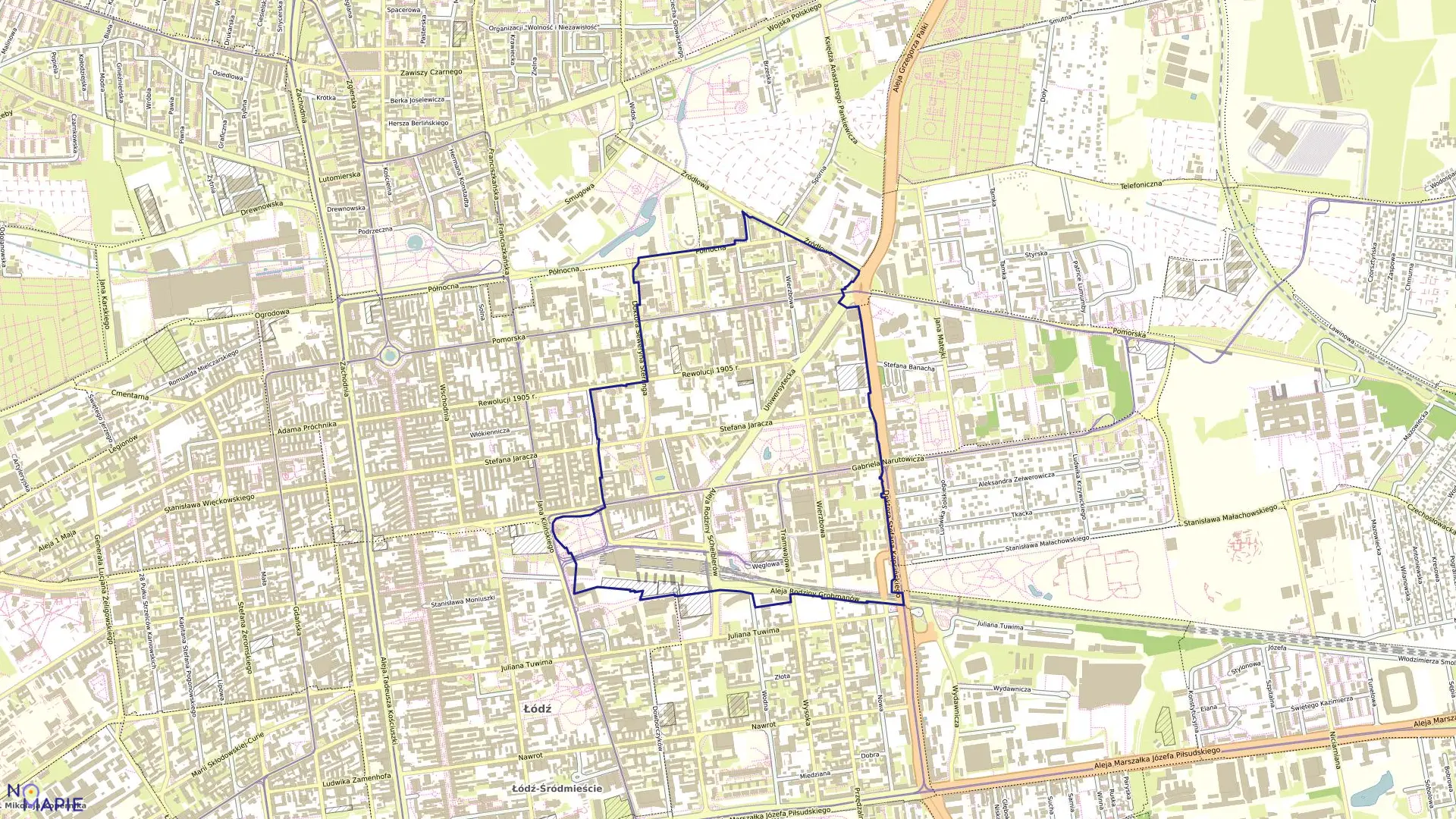 Mapa obrębu S-2 w mieście Łódź