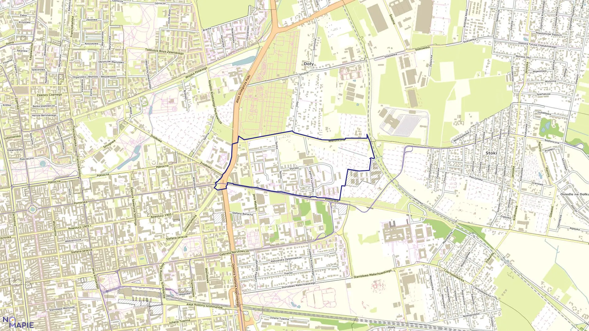 Mapa obrębu S-3 w mieście Łódź