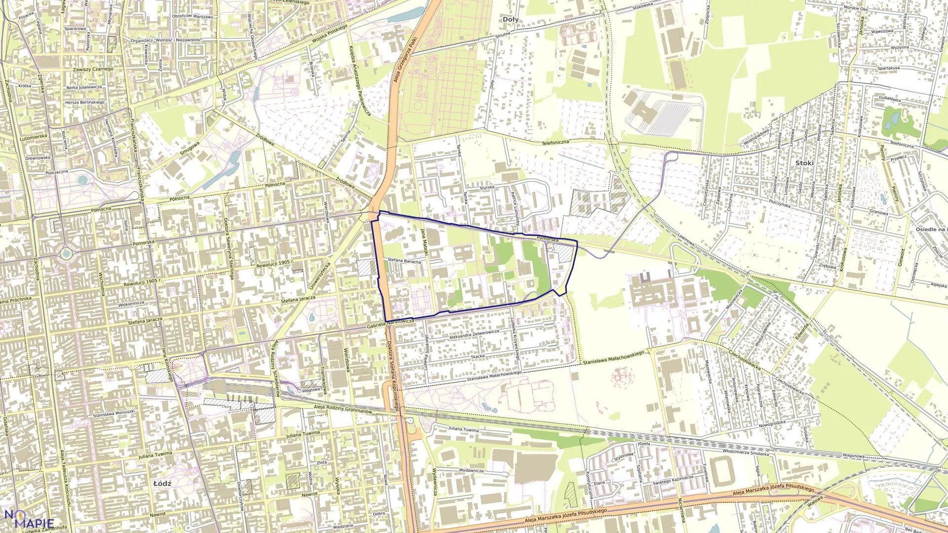 Mapa obrębu S-4 w mieście Łódź