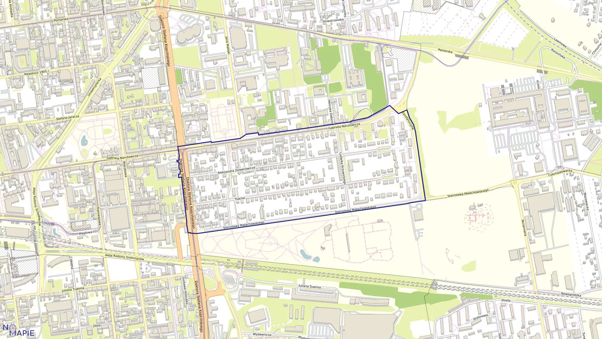 Mapa obrębu S-5 w mieście Łódź