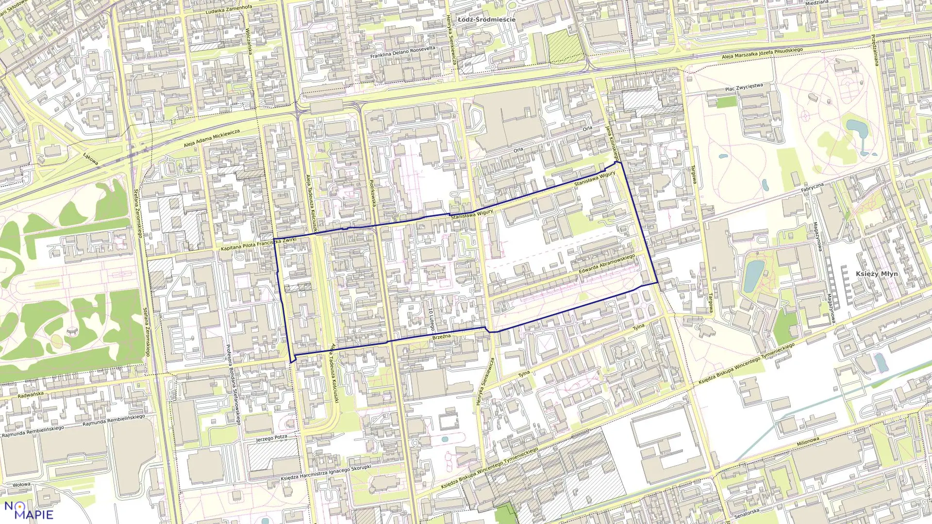 Mapa obrębu S-8 w mieście Łódź