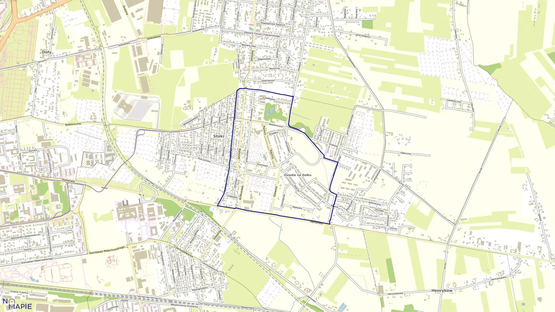 Mapa obrębu W-12 w mieście Łódź