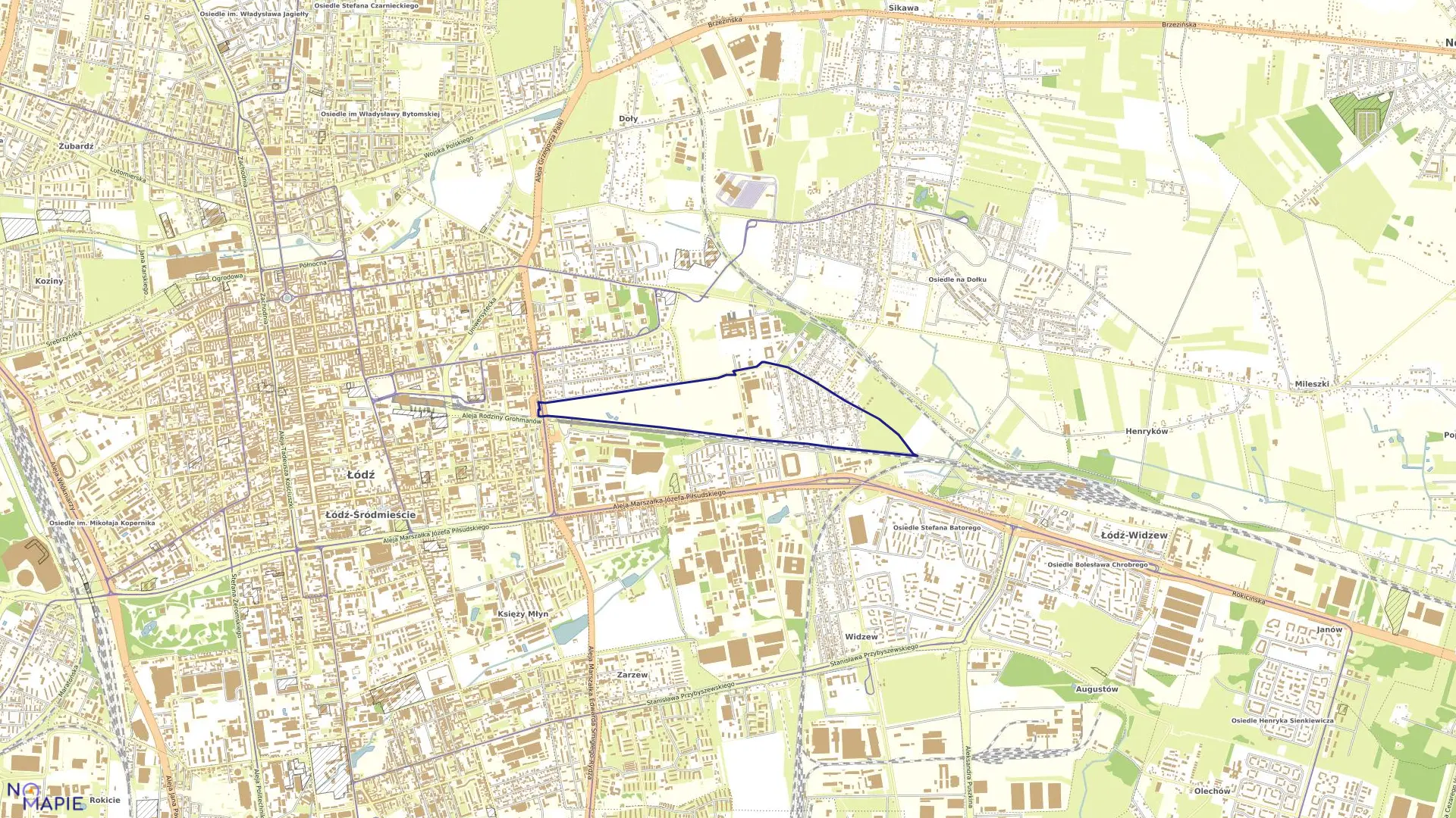 Mapa obrębu W-15 w mieście Łódź