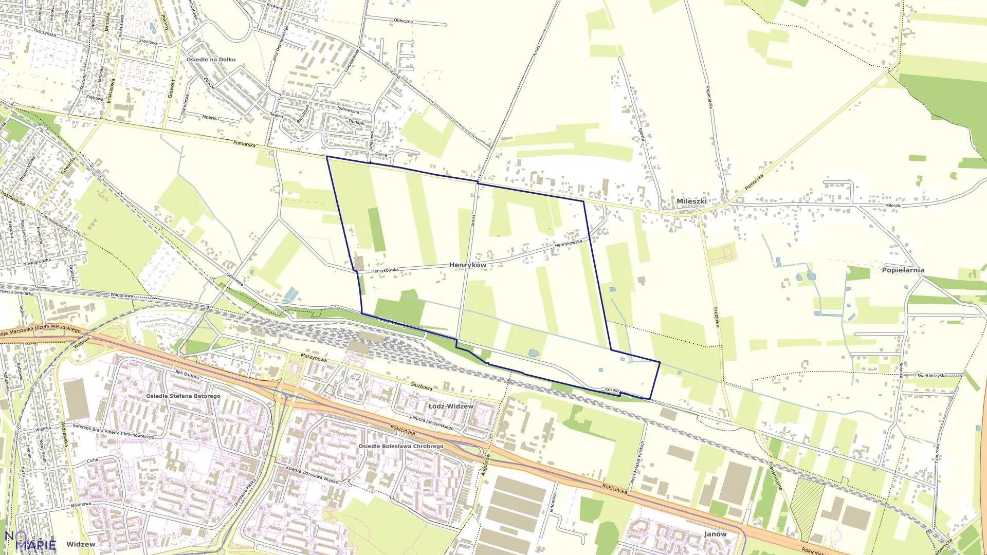 Mapa obrębu W-17 w mieście Łódź