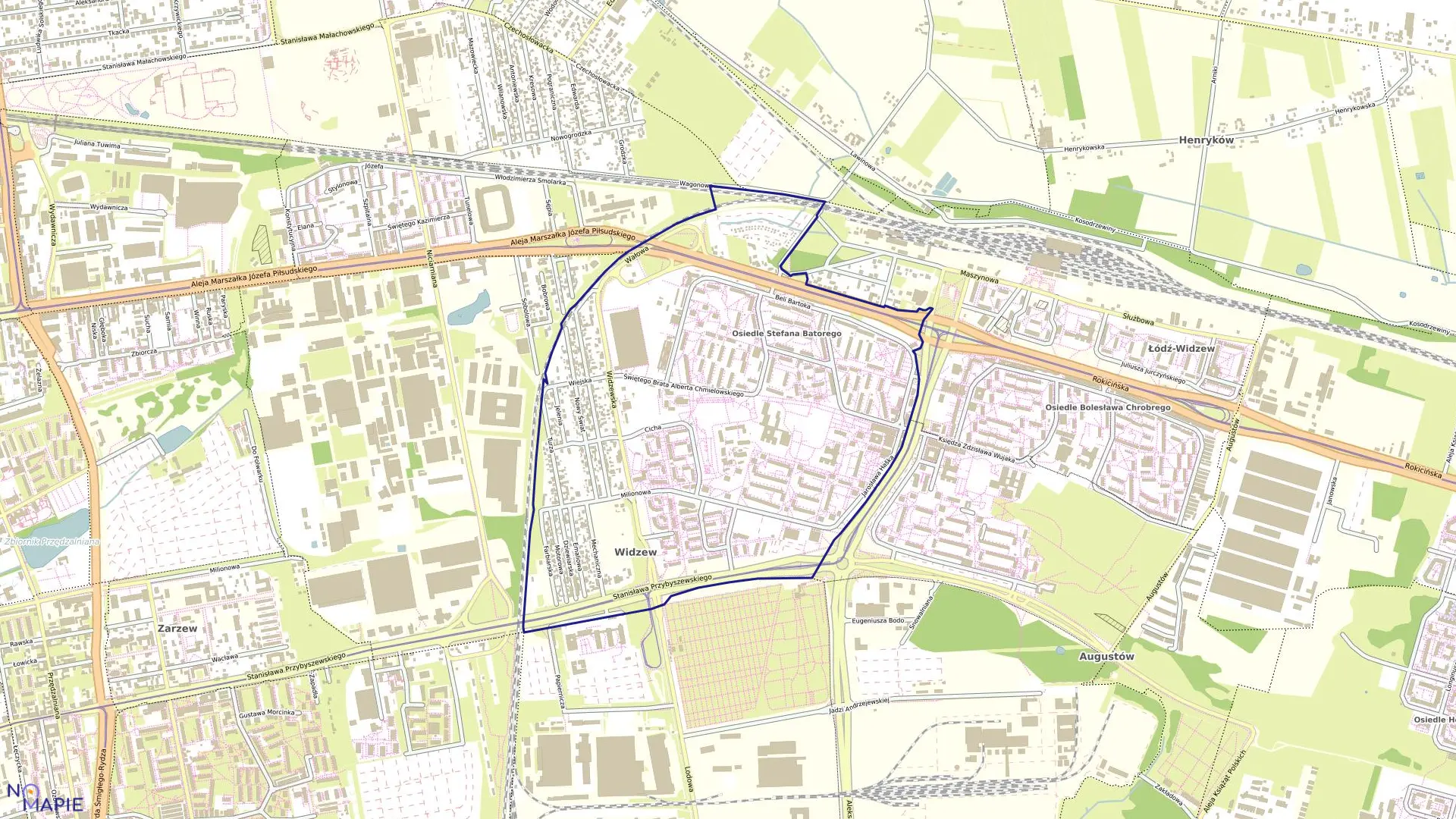 Mapa obrębu W-21 w mieście Łódź