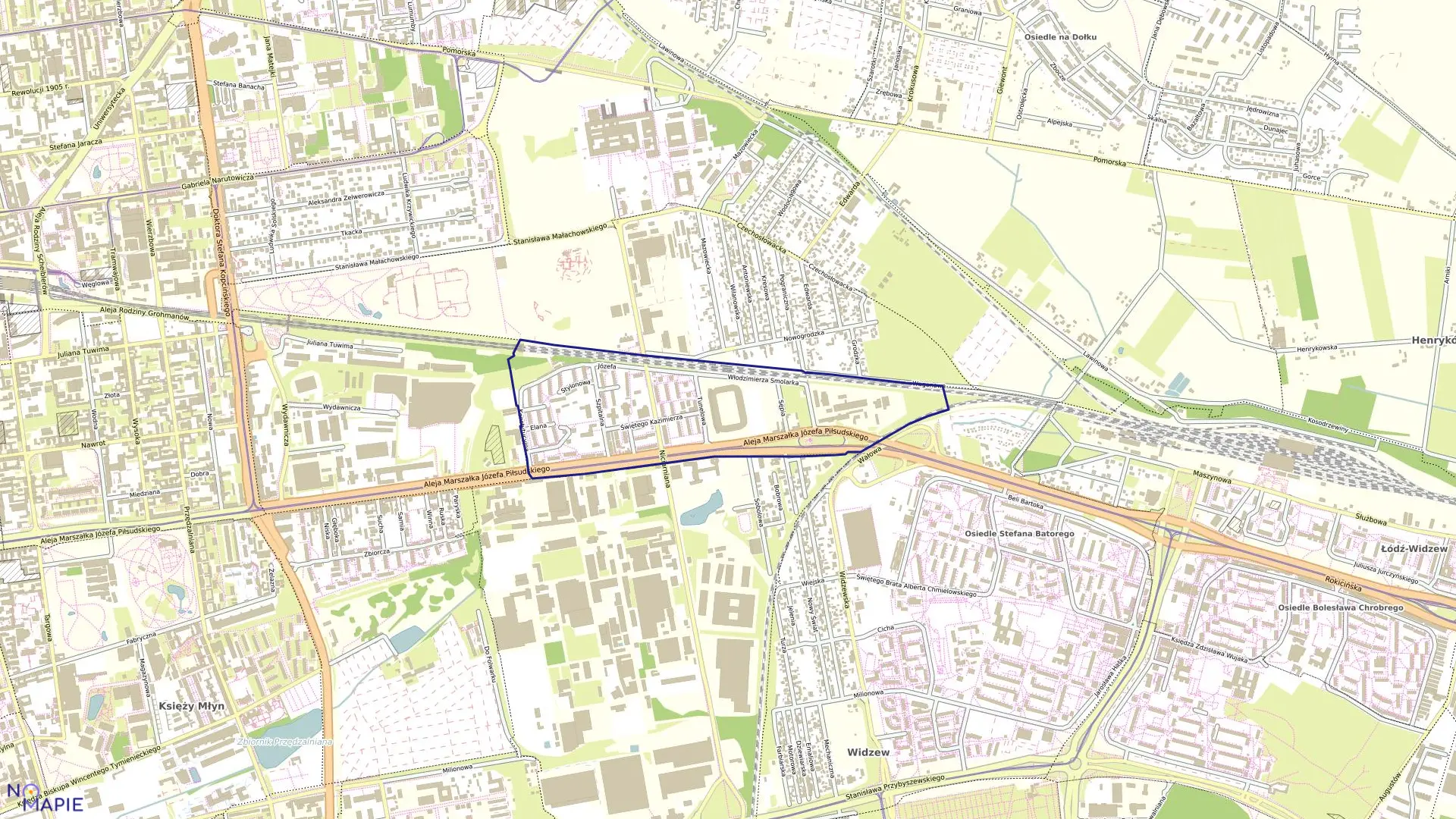 Mapa obrębu W-22 w mieście Łódź