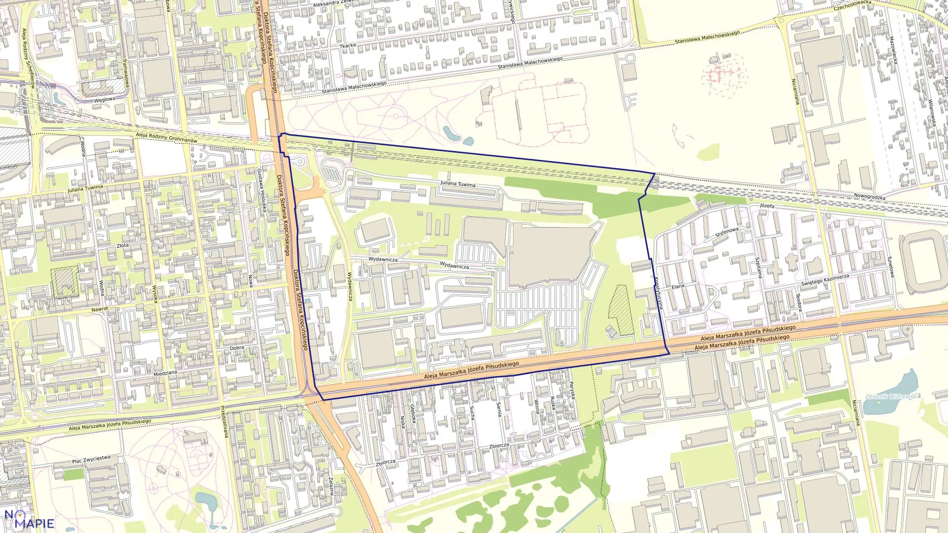 Mapa obrębu W-23 w mieście Łódź