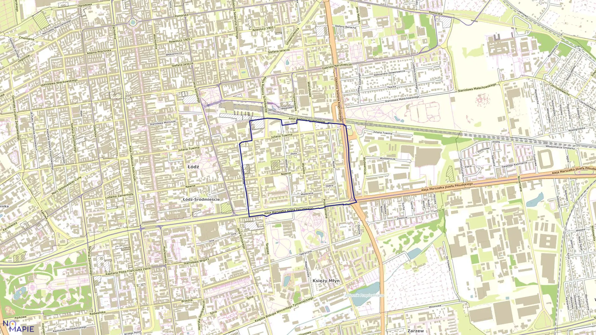 Mapa obrębu W-24 w mieście Łódź