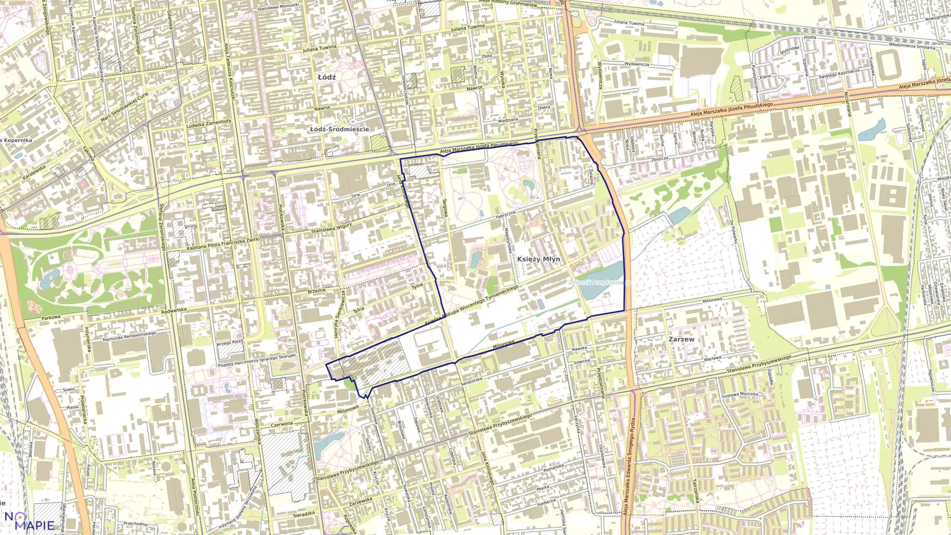 Mapa obrębu W-25 w mieście Łódź