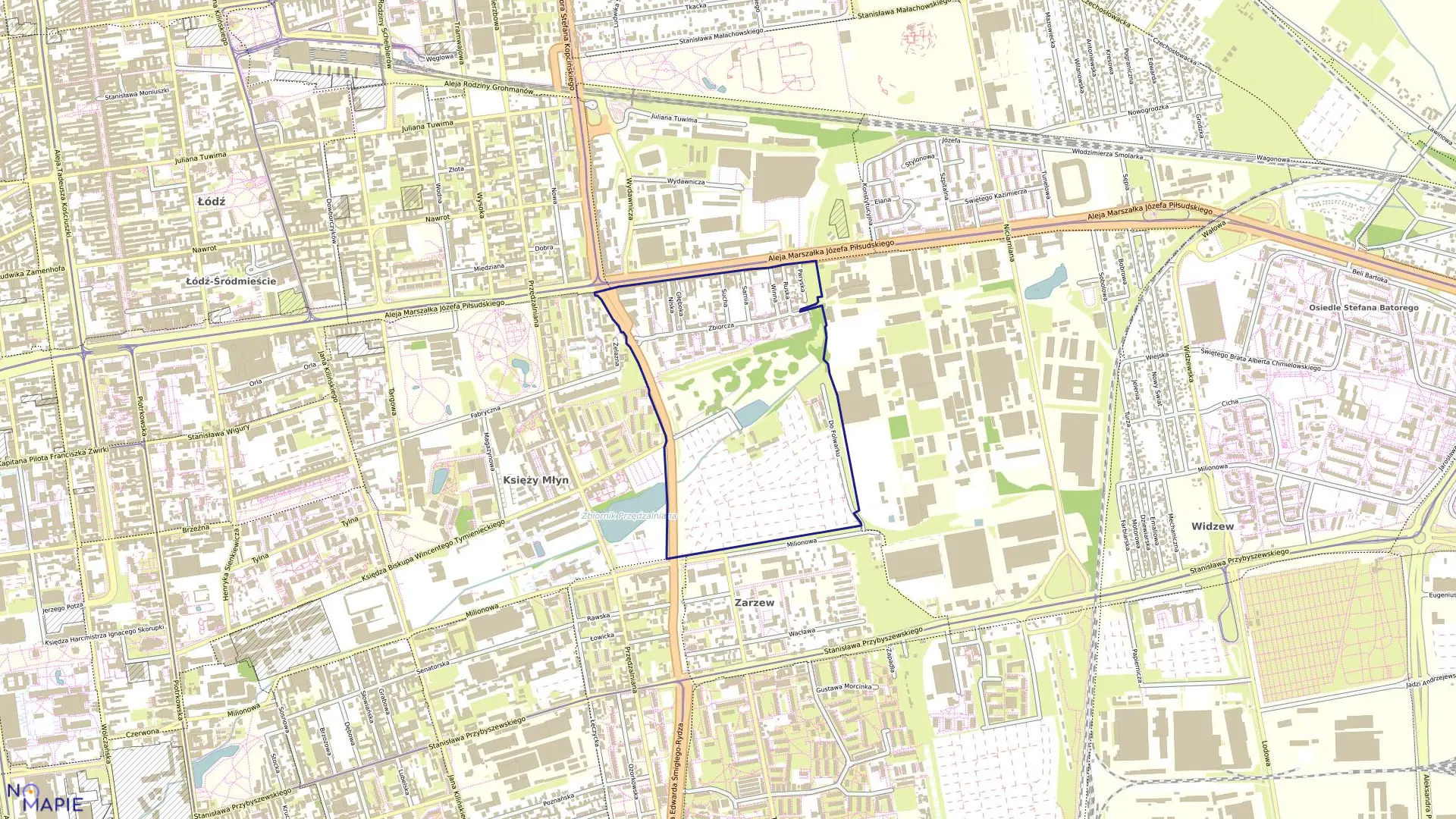 Mapa obrębu W-26 w mieście Łódź