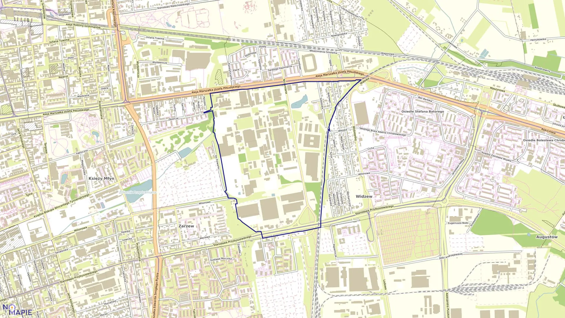 Mapa obrębu W-27 w mieście Łódź