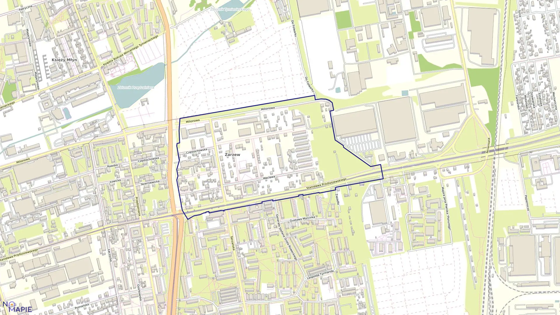 Mapa obrębu W-28 w mieście Łódź