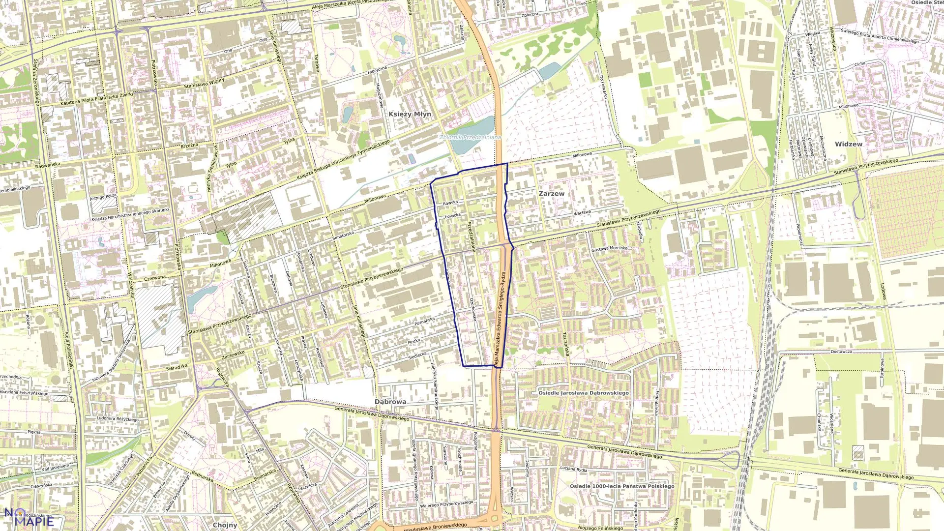 Mapa obrębu W-29 w mieście Łódź