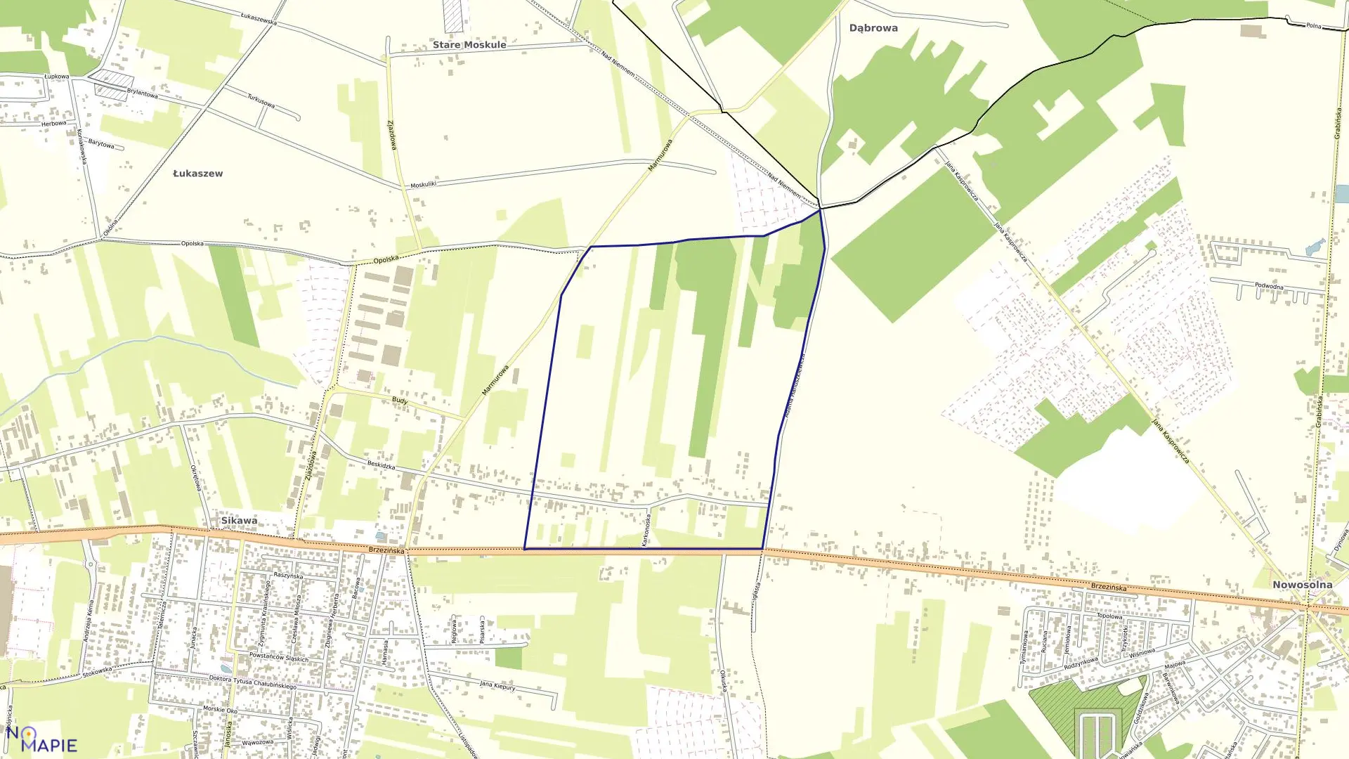 Mapa obrębu W-3 w mieście Łódź