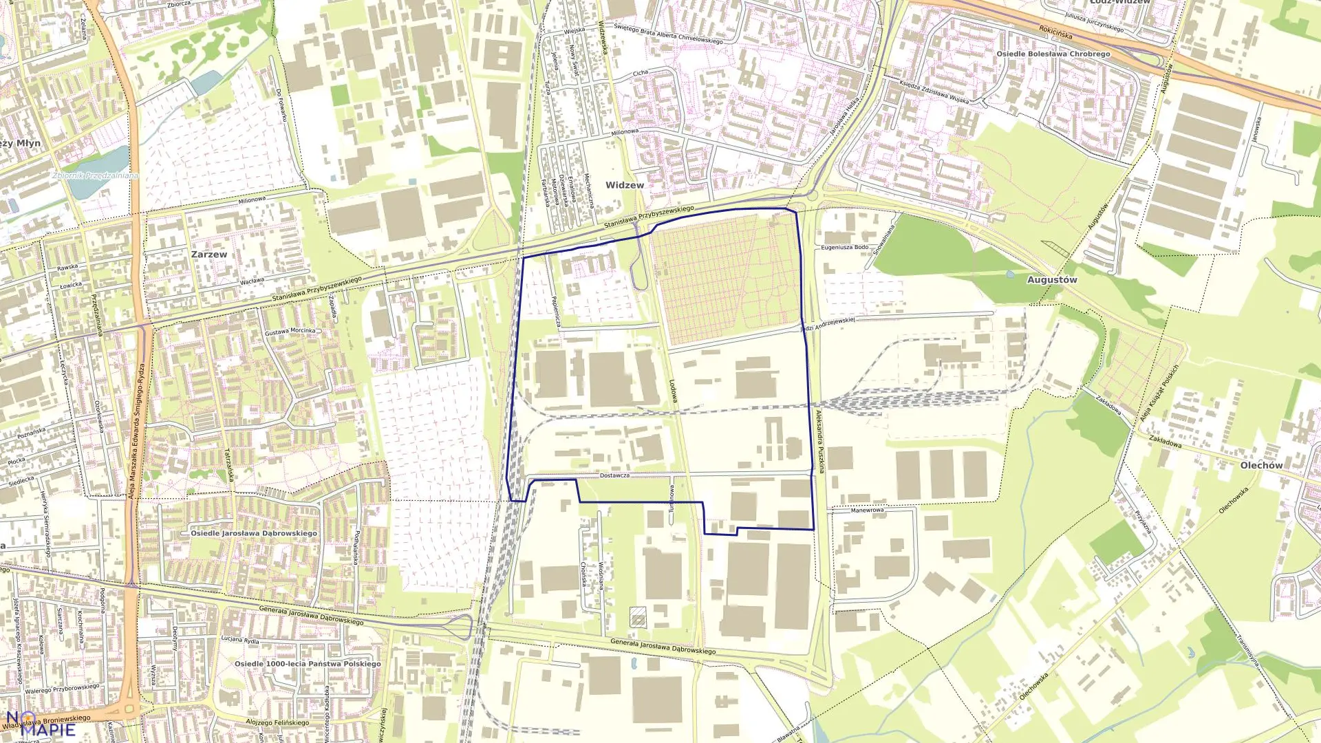 Mapa obrębu W-31 w mieście Łódź