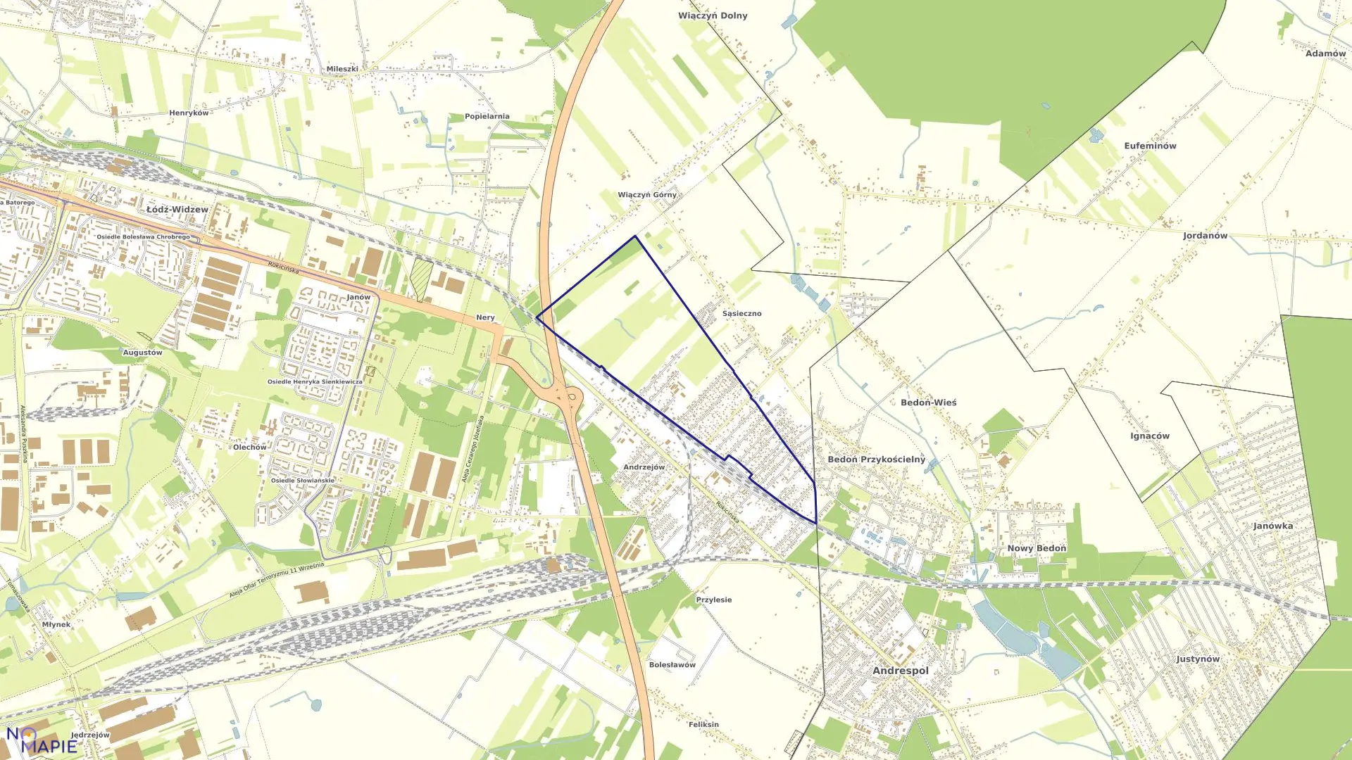 Mapa obrębu W-41 w mieście Łódź