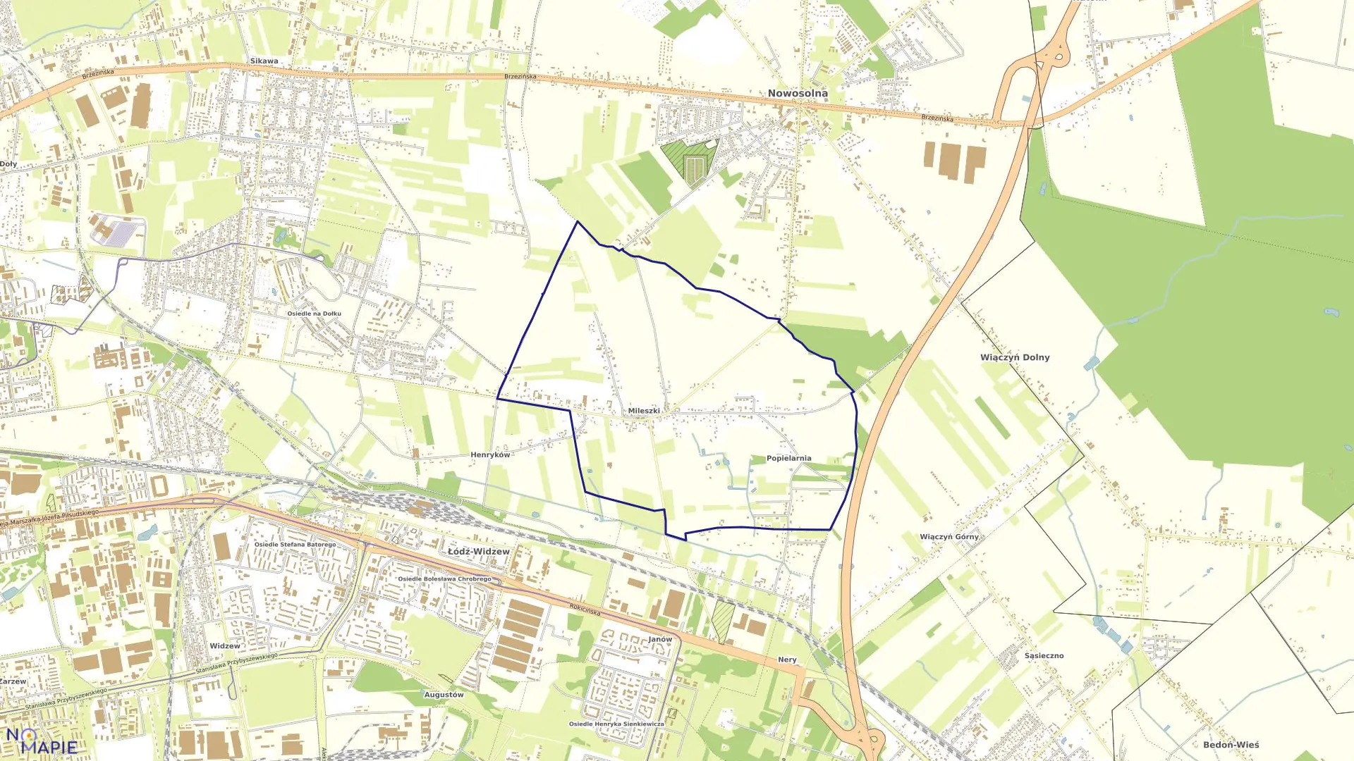 Mapa obrębu W-44 w mieście Łódź