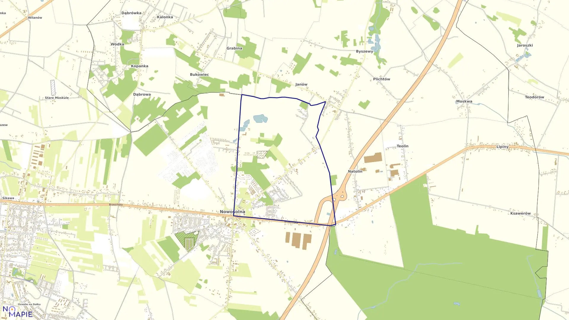 Mapa obrębu W-46 w mieście Łódź