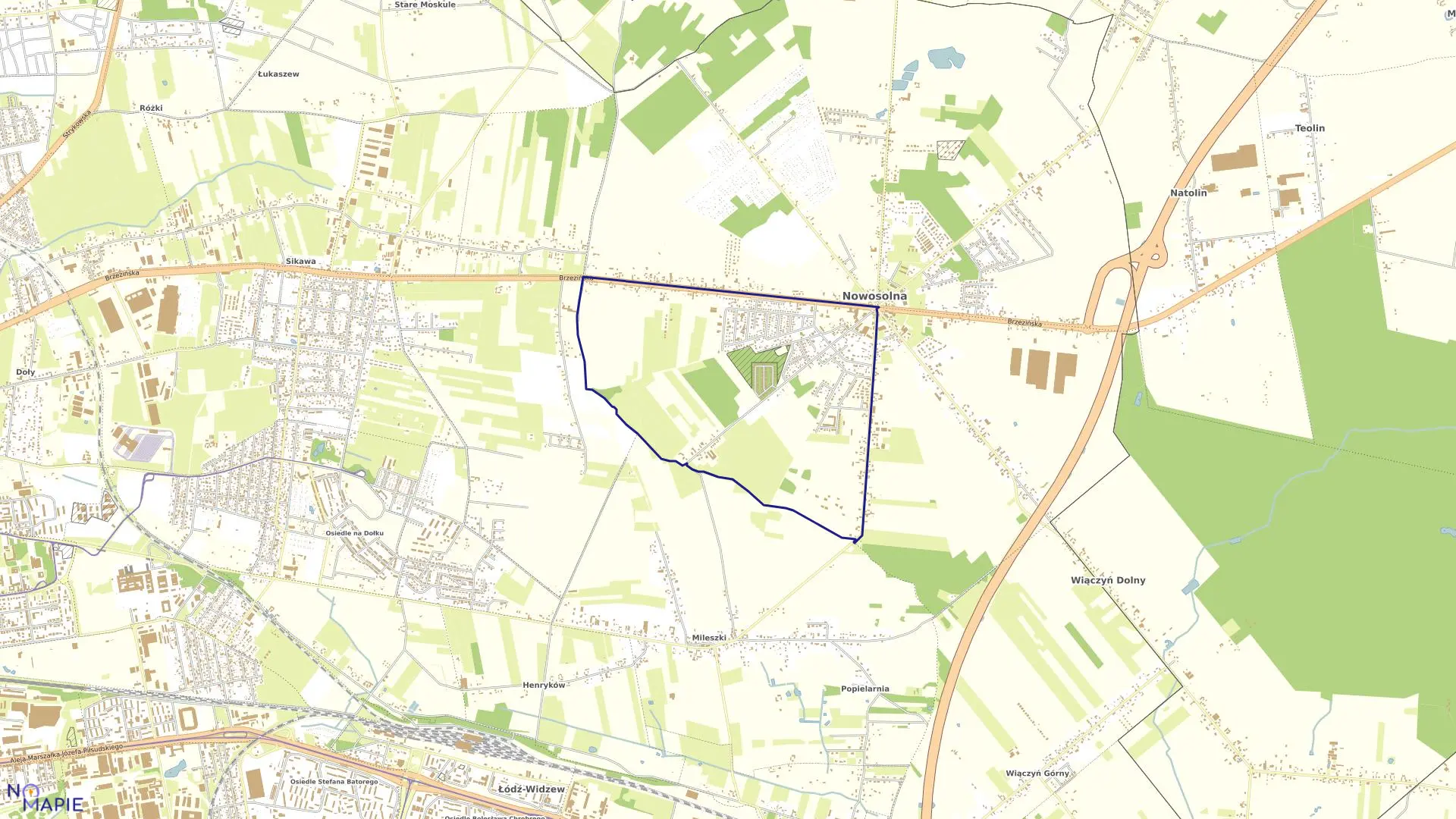 Mapa obrębu W-47 w mieście Łódź